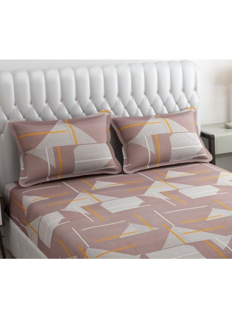 SHOMES 250 TC 100 Cotton Feel Bedsheet for DoubleKing Size Bed Floral Design Bed Spread with 2 Pillow Covers Soft Breathable Wrinkle Free BedsheetsBedcover 90 x 90 Inches Brown