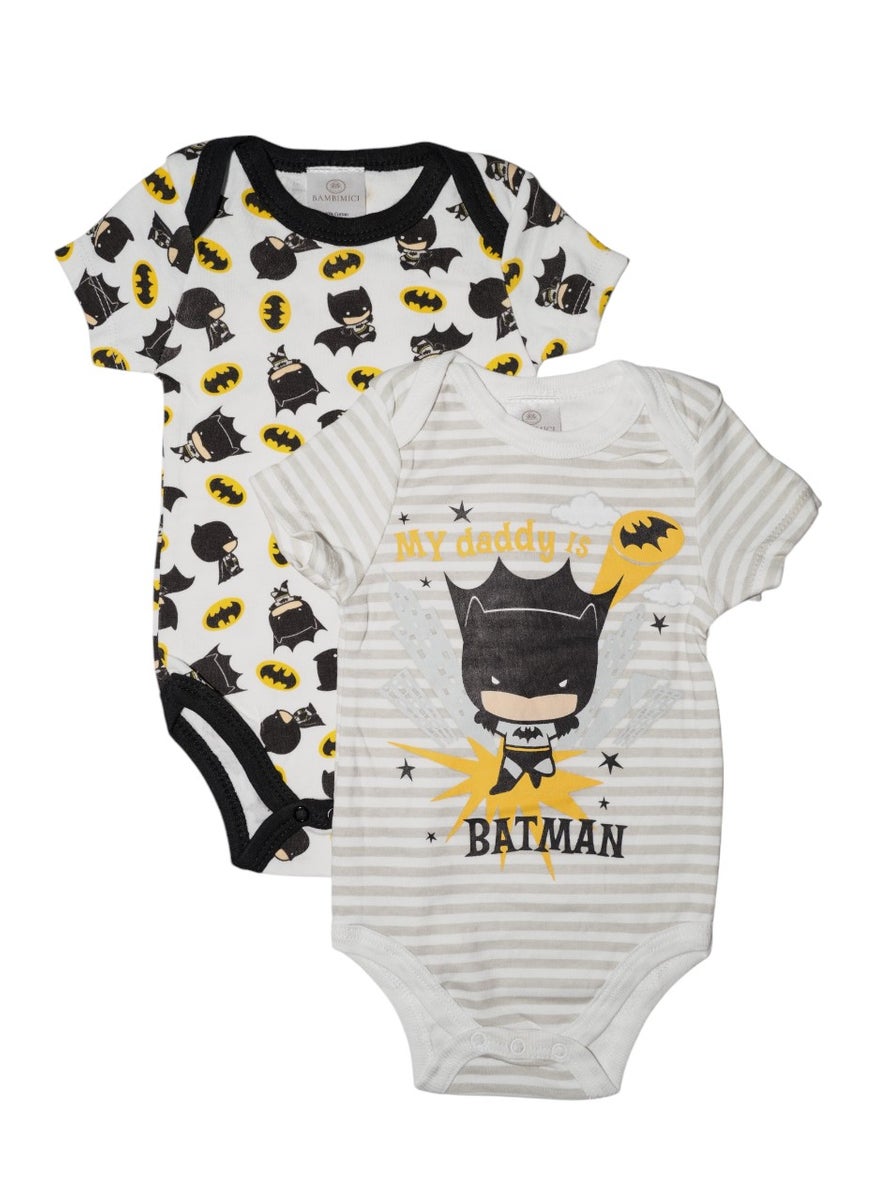 Bambimici Batman Print Short Sleeve  Body suit  Set of 2