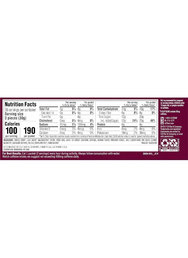 Bar Energy Chews Blocks Black Cherry Flavor 50mg Caffeine