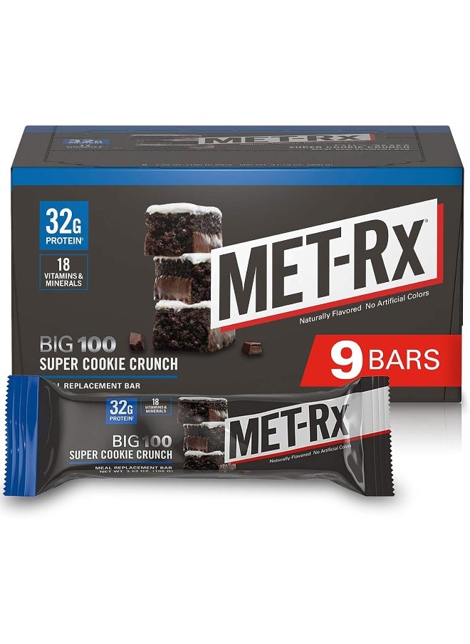 Big 100 Protein Bar, Meal Replacement Bar, 32G Protein, Super Cookie Crunch, 3.52 Oz Pack Of 9
