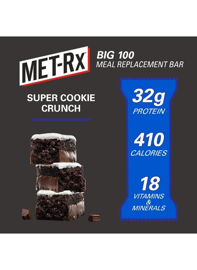Big 100 Protein Bar, Meal Replacement Bar, 32G Protein, Super Cookie Crunch, 3.52 Oz Pack Of 9