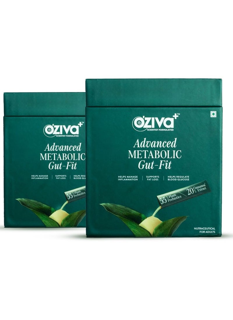 Advanced Metabolic Gut-Fit For Gut & Metabolic Heath | With Cinnamon Polyphenols, B420™ Probiotic, Oat Fiber Prebiotic | 60 Sachets + 60 Effervescent Tablets (Pack 2)
