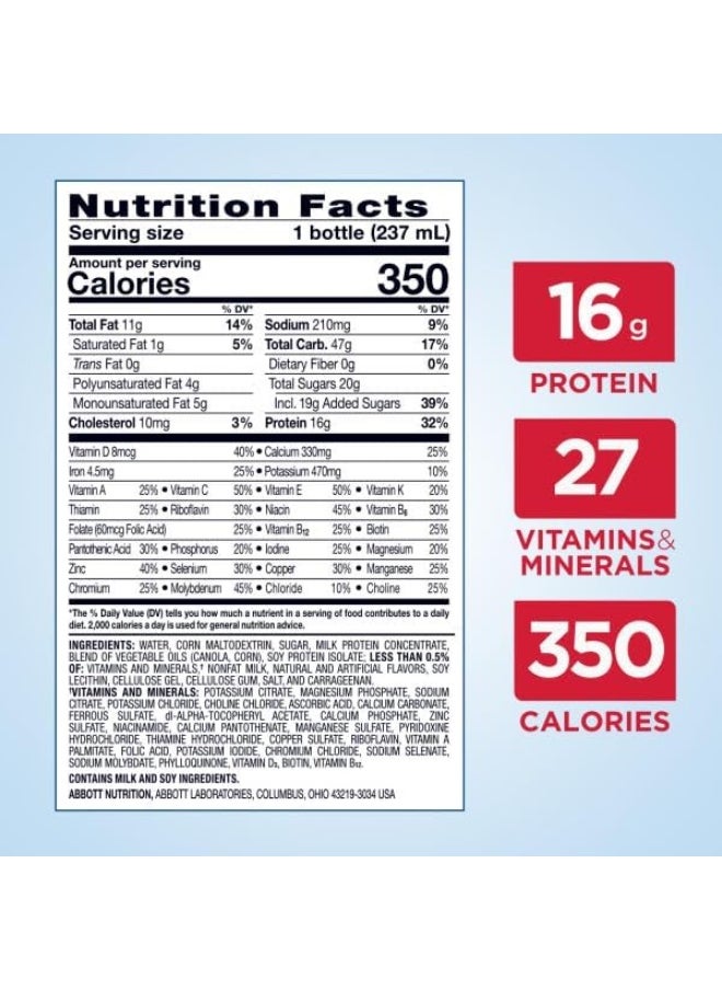 Plus Nutrition Shake with Fiber, 16 Grams of Protein, Vanilla, 8 Fl Oz (Pack of 24)