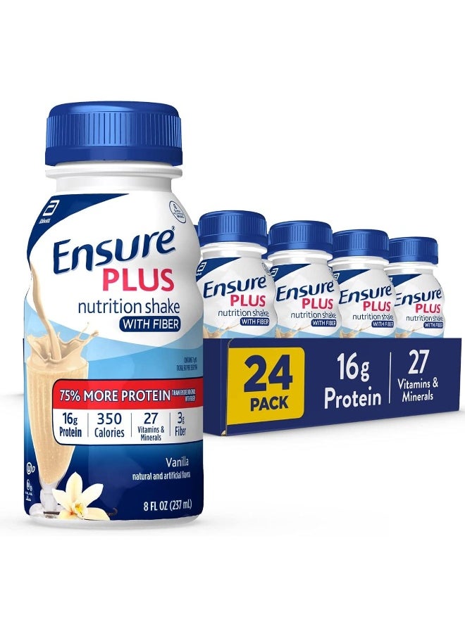 Plus Nutrition Shake with Fiber, 16 Grams of Protein, Vanilla, 8 Fl Oz (Pack of 24)