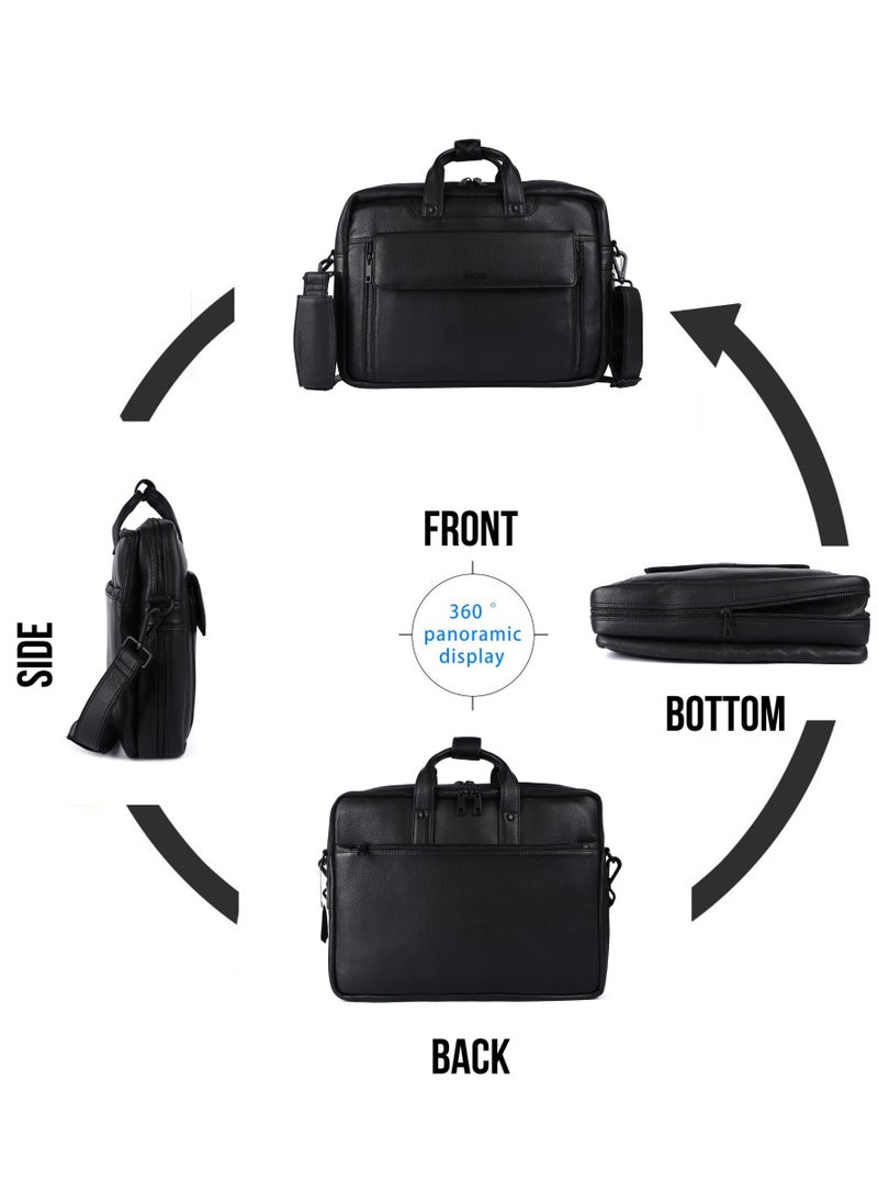 LAVERI Laptop Bag for Men - Leather Messenger Bag for Office - Fits up to 15 Inch Laptop - Shoulder Bag with Multiple Compartments - Executive Leather Bag for Work/Travel/Casual -2819