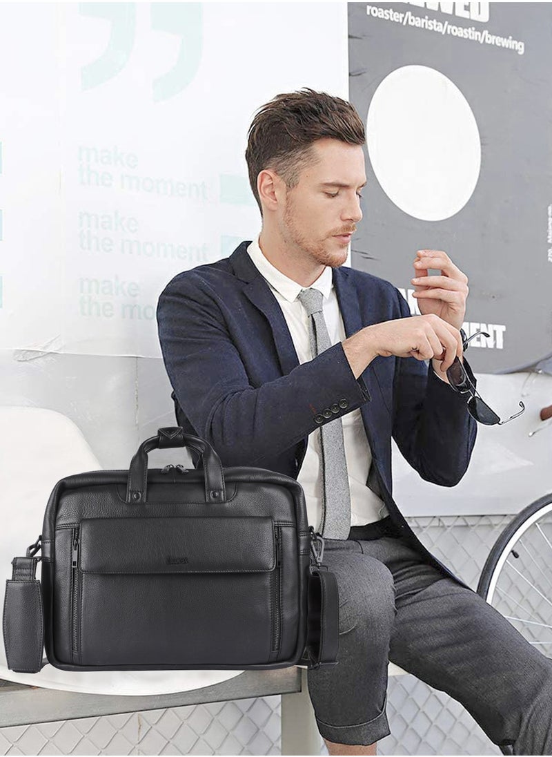 LAVERI Laptop Bag for Men - Leather Messenger Bag for Office - Fits up to 15 Inch Laptop - Shoulder Bag with Multiple Compartments - Executive Leather Bag for Work/Travel/Casual -2819