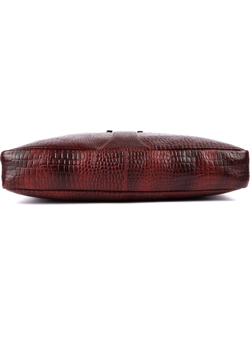 LAVERI® Genuine Leather Office Bag for Men, 15.6 Inch Laptop Bag, CrossBody Messenger Bag Adjustable Strap, Multiple Compartments, VIP Quality, 1 Year Warranty #2816 (BrownCroco VIP)