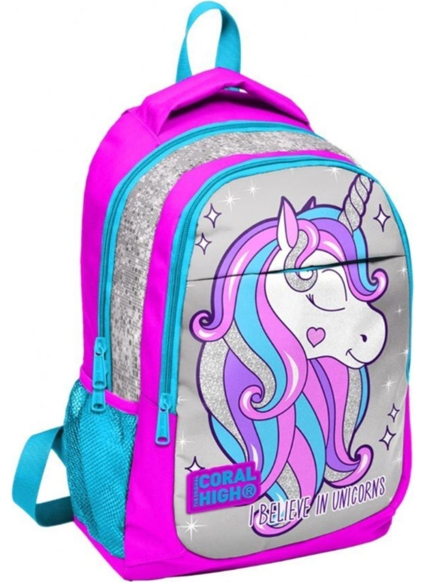 Pink Blue Unicorn Girls Primary School Secondary School Backpack