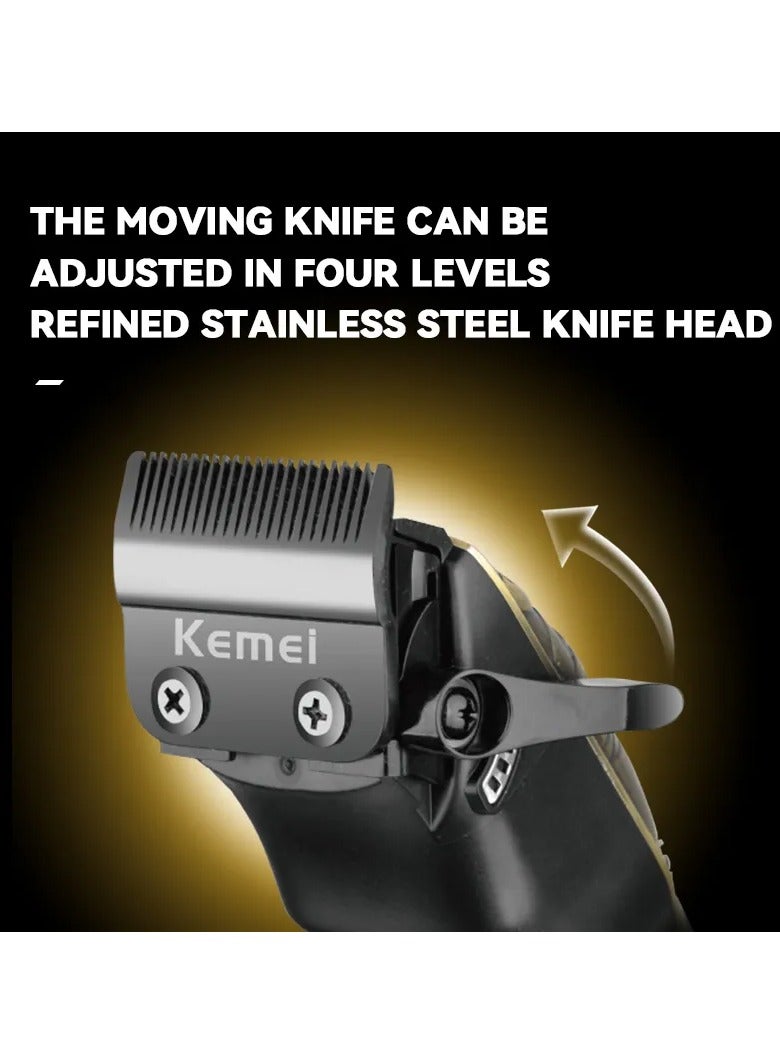 Kemei Professional Hair Clipper – 5-Speed Transmission, Dual-Use Blade for Cutting & Shaving, 160 Min Usage, 2000mAh USB Rechargeable multicolour