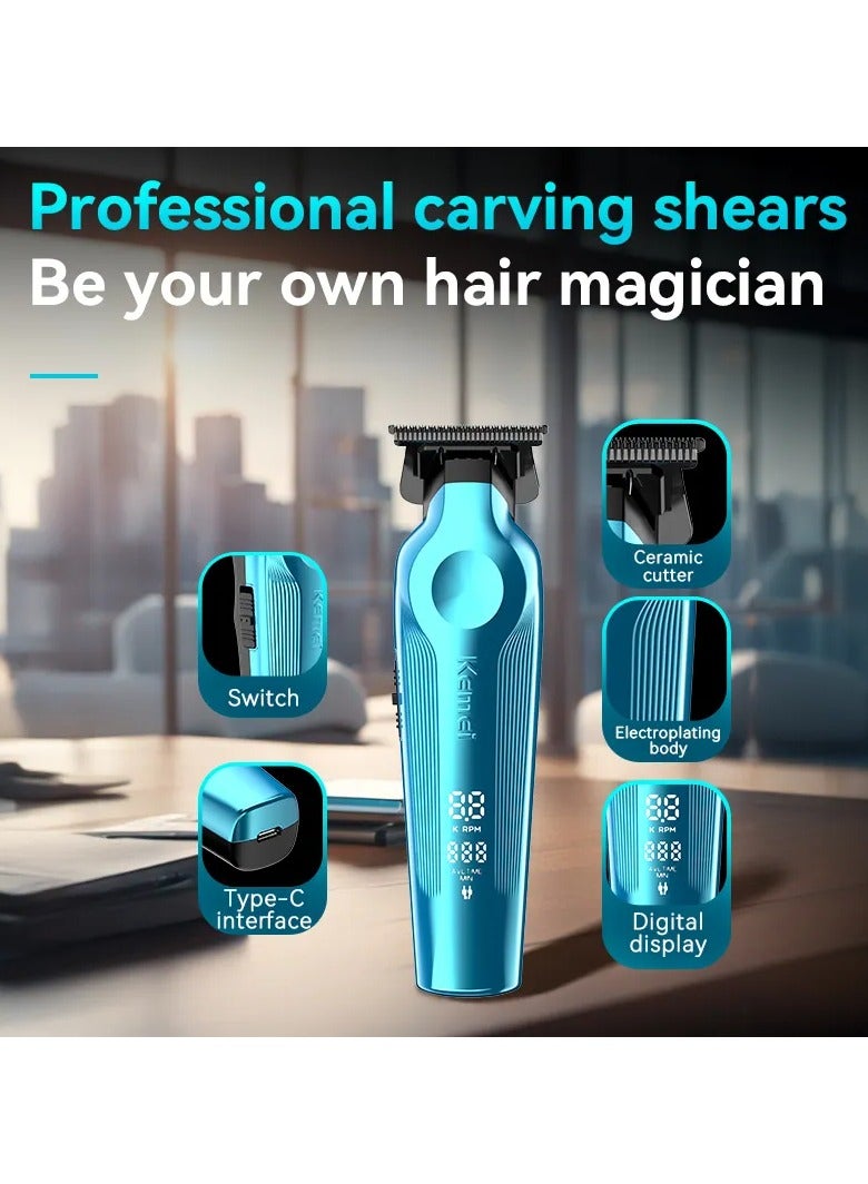 Kemei Professional USB-Rechargeable Hair Trimmer with Light-Touch Switch, LCD Display & 180 Min Runtime multicolour