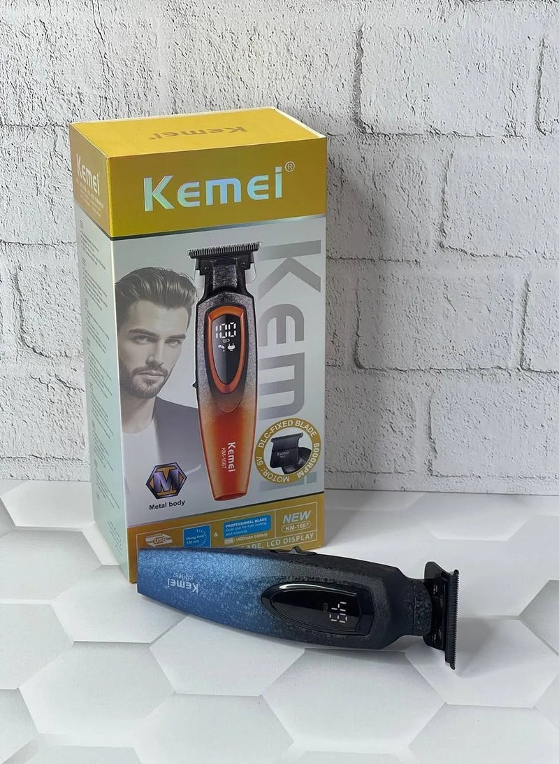 Kemei Hair Trimmer for Men – DLC Fixed Blade, 8000RPM Motor, 120 Mins Use, 1400mAh Battery, USB Rechargeable, Cordless Beard & Hair Clipper multicolour