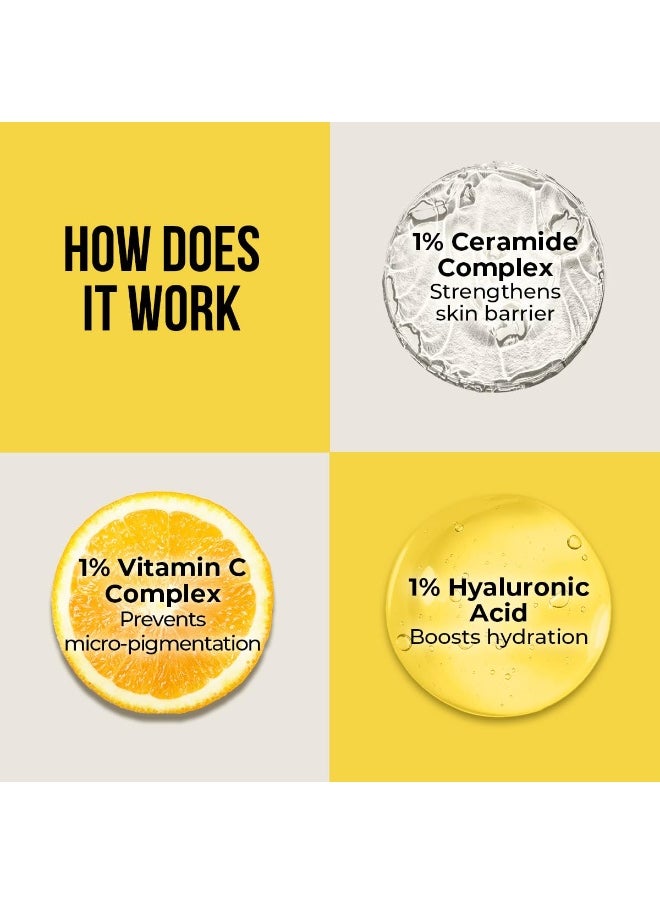 Ceramide & Vitamin C Long lasting Sunscreen SPF 50+ PA++++ 6 hrs Advanced UV & Tan Protection For All Skin Types | No White Cast| Non-Greasy & Quick-Absorbing | For Women & Men | 50g