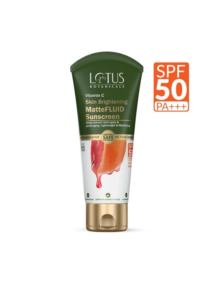 Botanicals Vitamin C Skin Brightening MatteFluid Sunscreen | SPF 50 | PA+++ | 100x Vitamin C | Protects from Sun, UV Rays | Brightens Skin | No White Cast | Water Resistant | No Preservatives
