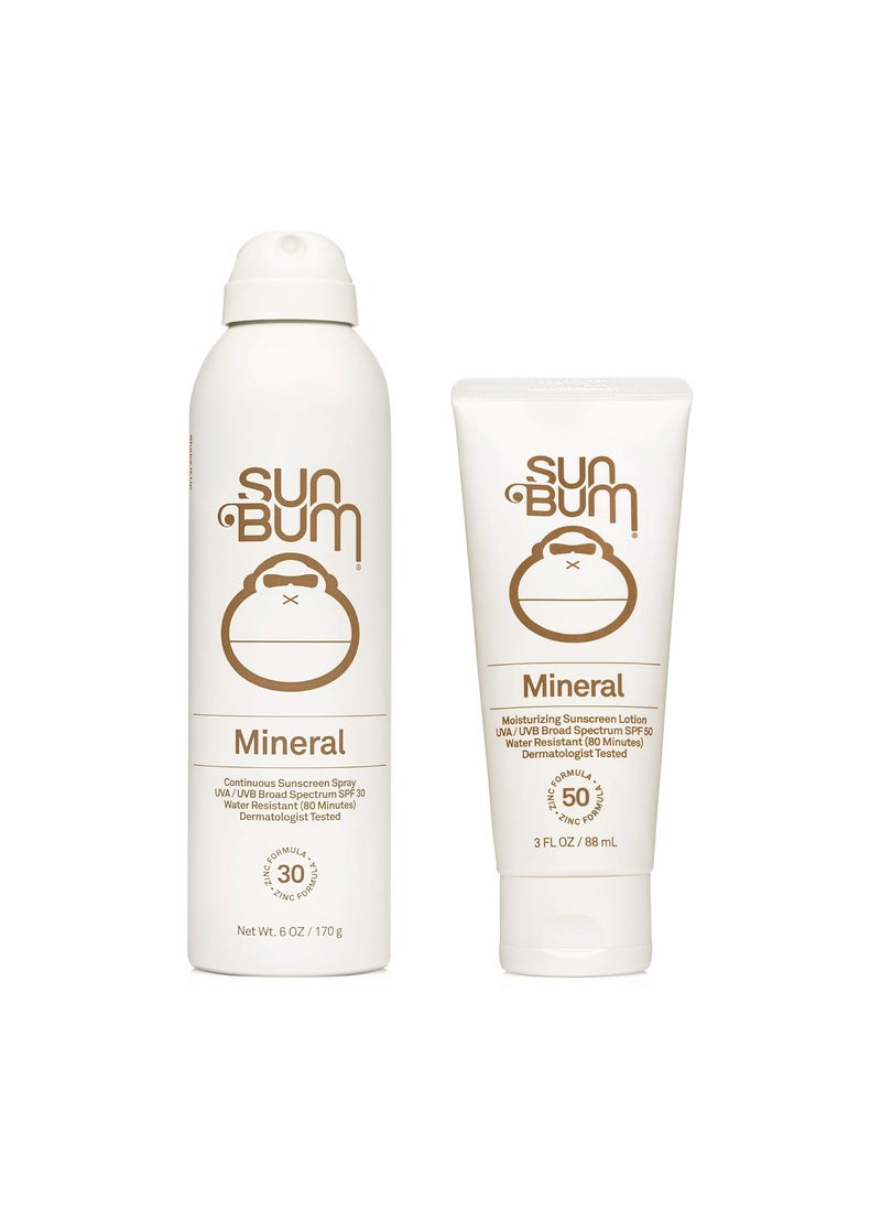 Sun Bum Sun Bum Mineral Spf 30 Sunscreen Spray and Spf 50 Lotion Vegan and Reef Friendly (octinoxate & Oxybenzone Free) Broad Spectrum Zinc Sunscreen With Uva/uvb, 2 Count