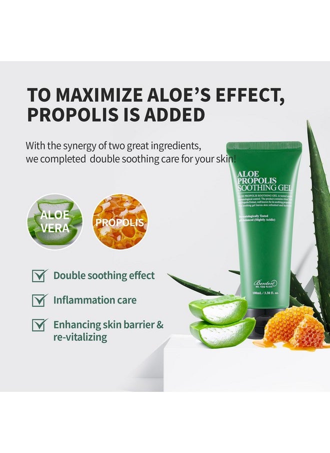 BENTON Aloe Propolis Soothing Gel 3.38 fl oz | Aloe Vera Gel for Sunburn Relief | Aloe Vera Gel for Travel Size | Aloe Vera Gel Moisturizer for Face | Aloe Gel for Face After Sun | Organic Aloe Vera