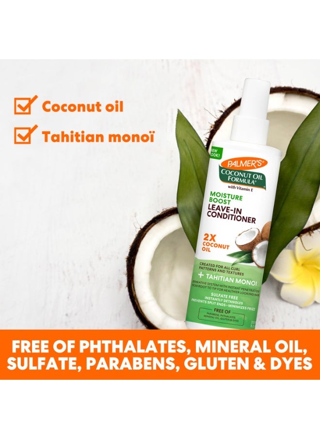 Coconut Oil Leave-in Conditioner Spray for Moisture Boost &Minimized Frizz, Free of Sulfates, Parabens, Phthalates, Mineral Oil & Gluten - 250ml
