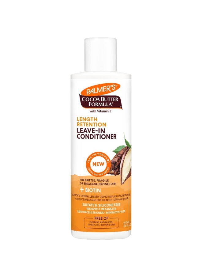 Cocoa Butter & Biotin Leave-In Coconut Conditioner For All Hair Types For Hair Length Retention, Streghthening & Enhanced Shine - 250Ml, 1 Count
