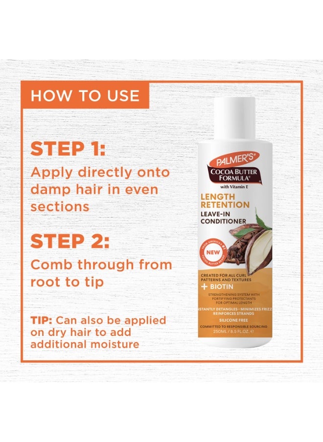 Cocoa Butter & Biotin Leave-In Coconut Conditioner For All Hair Types For Hair Length Retention, Streghthening & Enhanced Shine - 250Ml, 1 Count