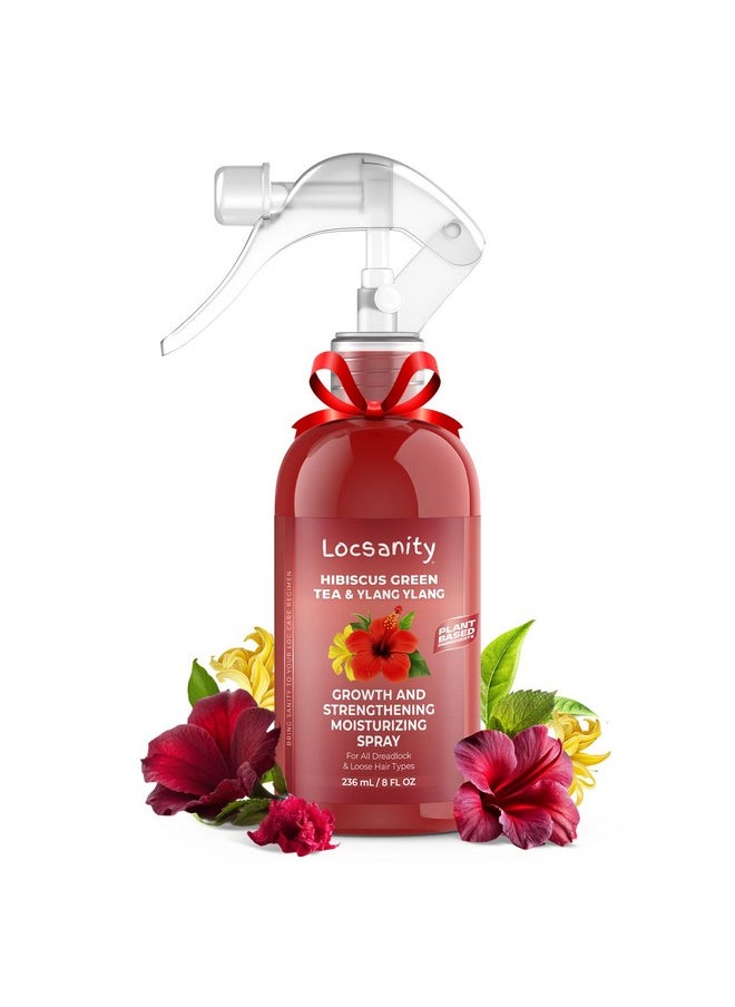 Locsanity Hibiscus Green Tea Hair Growth Spray for Dreadlocks and Loose Hairstyles Hair Care Treatment - Loc Moisturizer for Thicker, Fuller, Longer Hair (8oz)