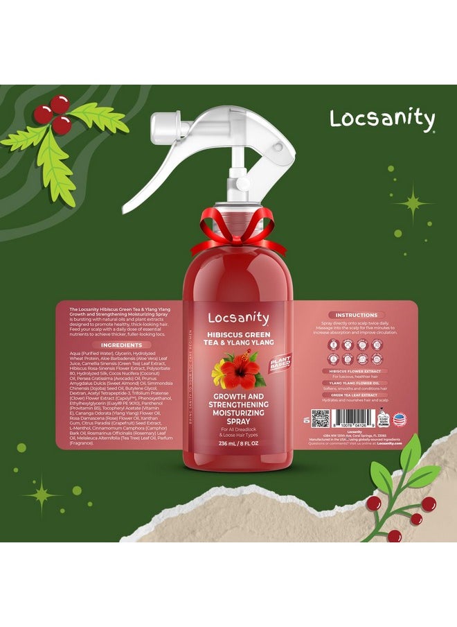Locsanity Hibiscus Green Tea Hair Growth Spray for Dreadlocks and Loose Hairstyles Hair Care Treatment - Loc Moisturizer for Thicker, Fuller, Longer Hair (8oz)