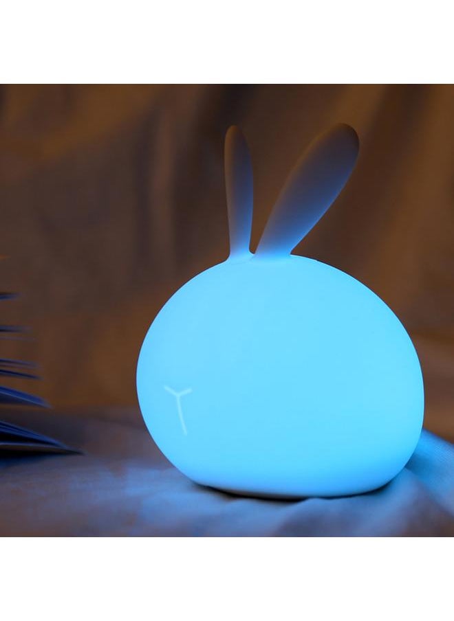 Bunny Kids Night Light Colorful LED Rechargeable Lovely Bunny Soft Silicone Lamp for Dormitory