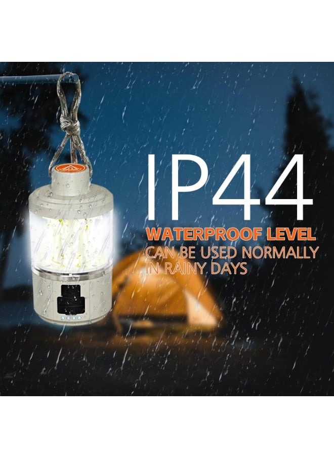 Camping Lantern Rechargeable, LED Camping Light with Flashlight, 4 Light Modes, Long Press for Stepless Dimming, Portable Tent Lantern for Power Outage, Household, Camping, Emergency