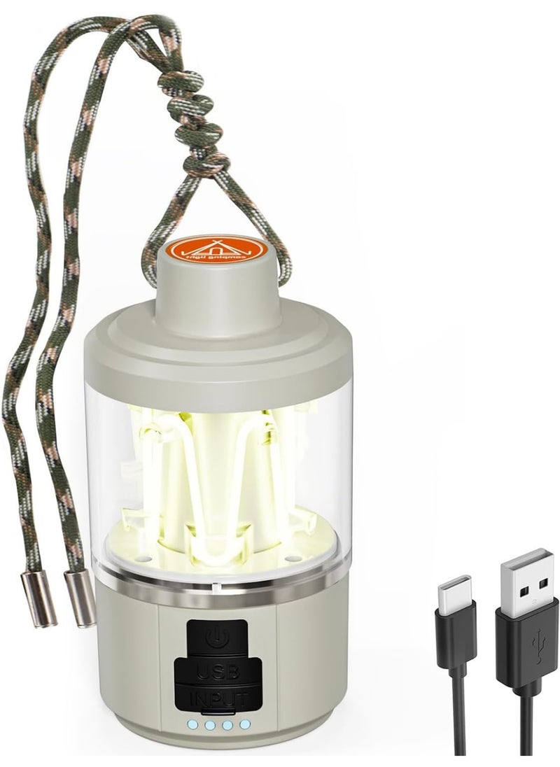 Camping Lantern Rechargeable, LED Camping Light with Flashlight, 4 Light Modes, Long Press for Stepless Dimming, Portable Tent Lantern for Power Outage, Household, Camping, Emergency