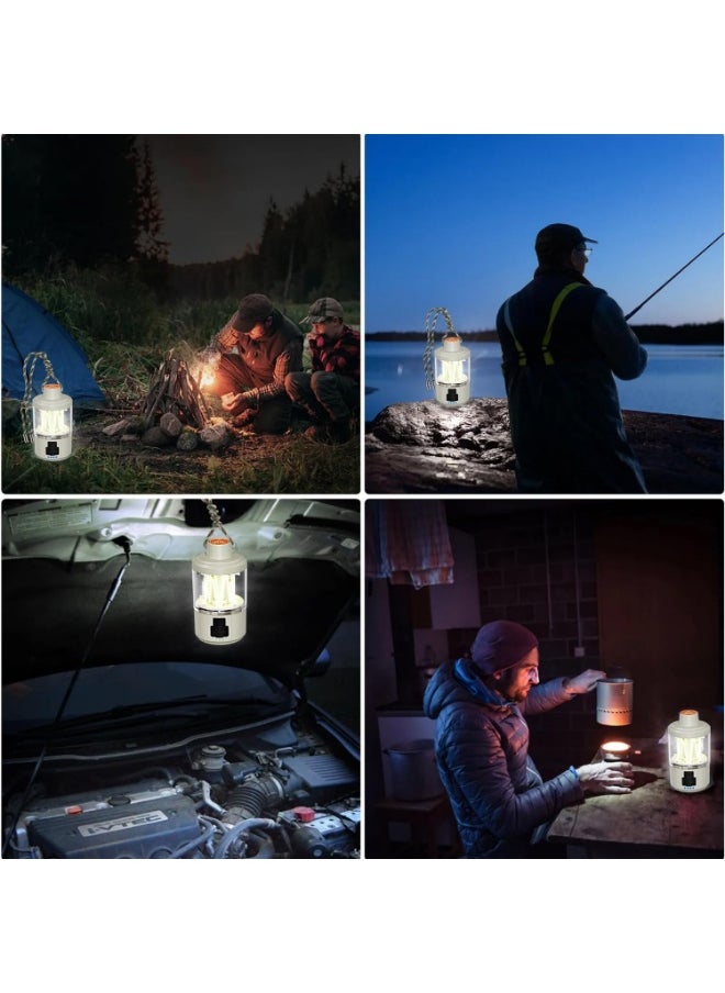 Camping Lantern Rechargeable, LED Camping Light with Flashlight, 4 Light Modes, Long Press for Stepless Dimming, Portable Tent Lantern for Power Outage, Household, Camping, Emergency