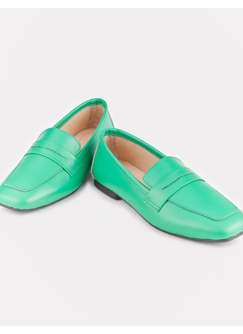 Leather Green Women's Loafer