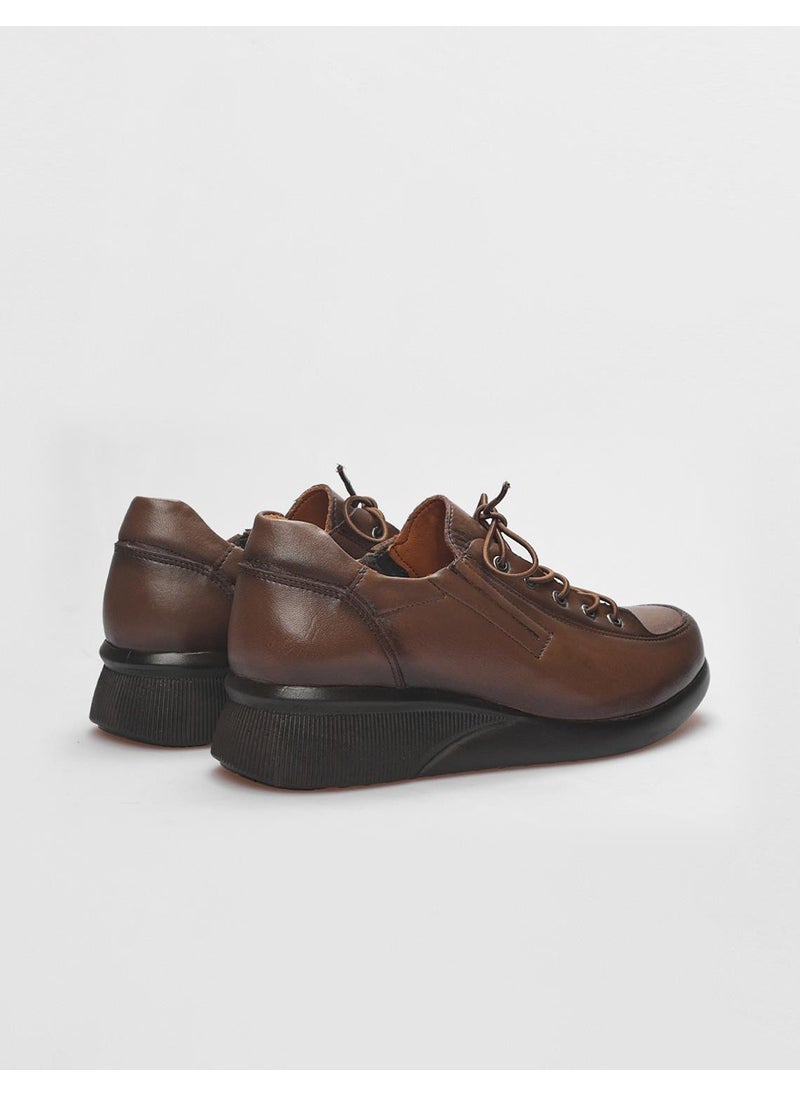 Genuine Leather Brown Lace-Up Women's Comfort Shoes