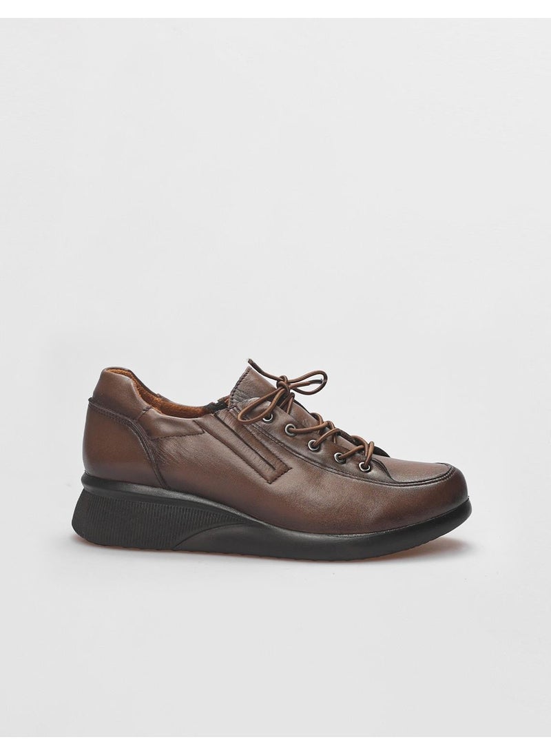 Genuine Leather Brown Lace-Up Women's Comfort Shoes