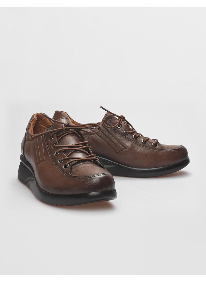 Genuine Leather Brown Lace-Up Women's Comfort Shoes