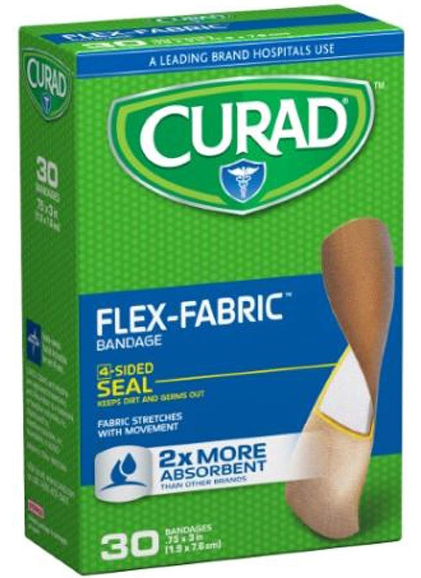 Curad Flex-Fabric, 3/4 Inches X 3 Inches Bandages (Pack of 30)