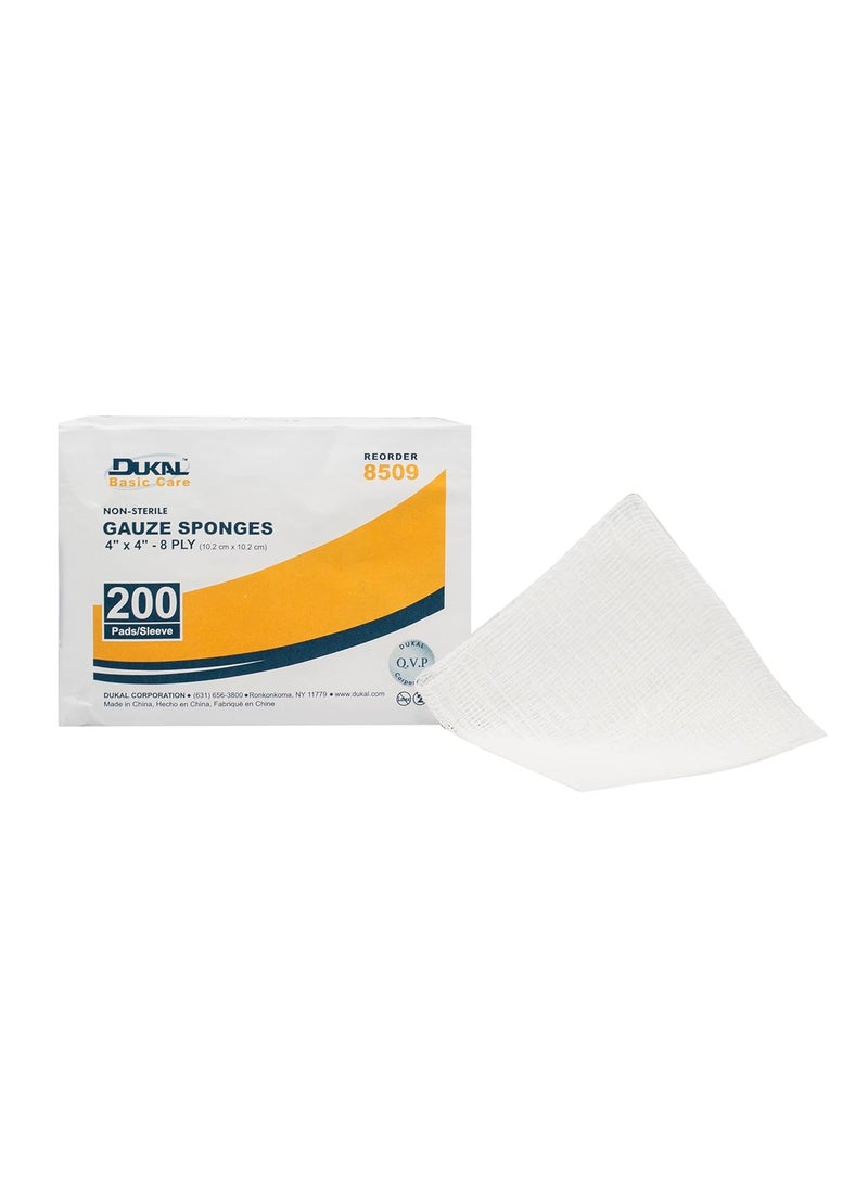 Dukal 8509 Gauze Sponge, 8-Ply, Non Sterile, Basic, 4