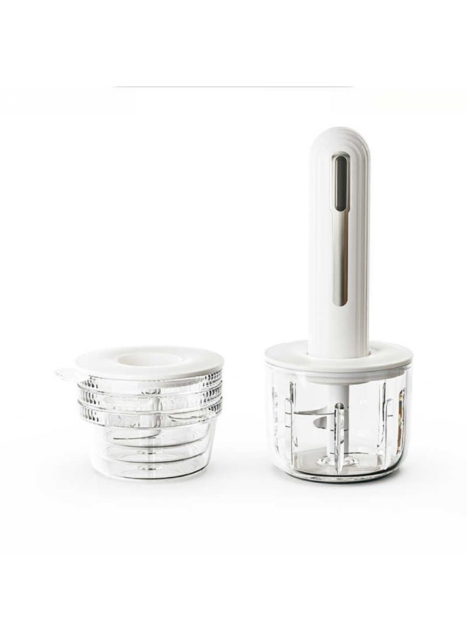 Electric Handy Stick Food Chopper Combo – Cordless Mini Chopper with 4 Bowls (1x400ml, 3x200ml), USB Rechargeable, 30W Motor, Stainless Steel – Portable Garlic, Veggie & Meat Grinder (Ivory)