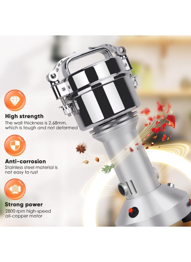 Electric Grain Mill, 150 g, Stainless Steel, Fast Superfine Mill, Grain Mill, Dry Herb Grain Grinder with Overload Protection for Herbs, Spices, Nuts, Cereals, Herb Powder Machine