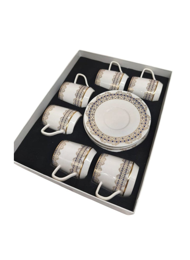 Premier Ceramic Cup and Saucer 12Pcs Set 6 Cups With 6 Saucers-200ML