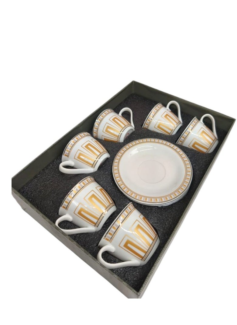 Solecasa Ceramic Cup and Saucer 12Pcs Set 6 Cups With 6 Saucers-100ML