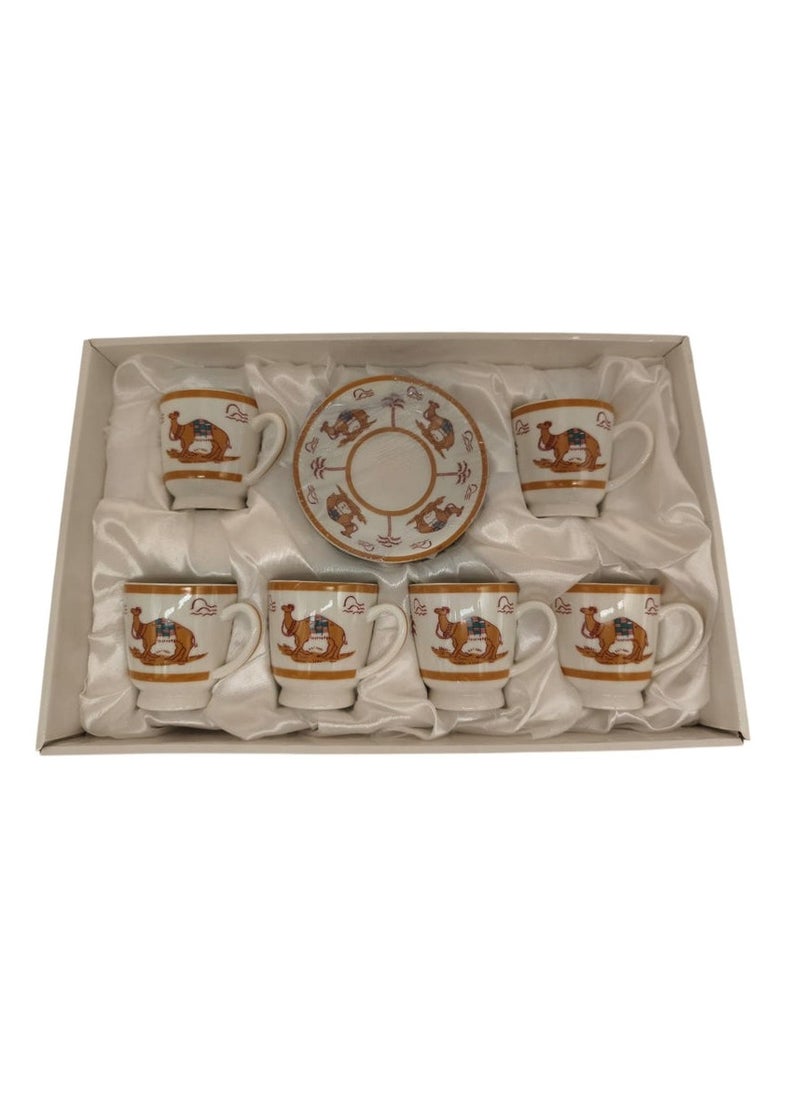 Verucci Ceramic Cup and Saucer 12Pcs Set With Camel Photo 6 Cups With 6 Saucers-150ML