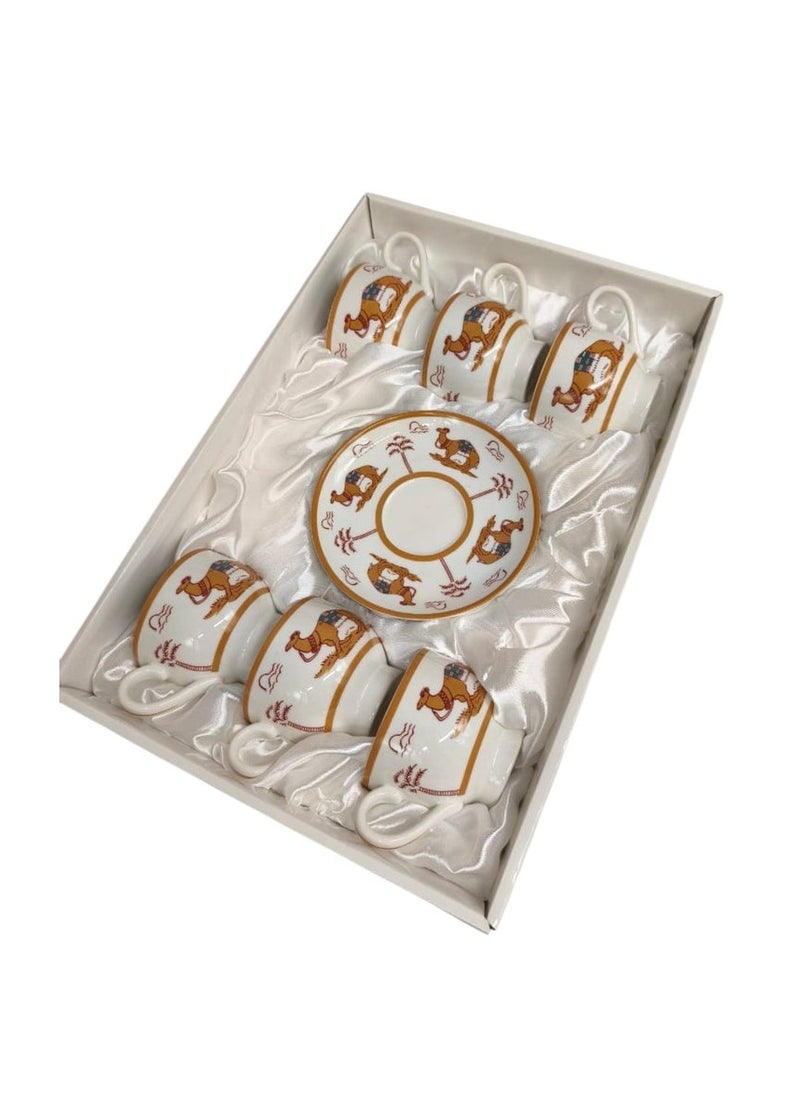 Verucci Ceramic Cup and Saucer 12Pcs Set With Camel Photo 6 Cups With 6 Saucers-200ML