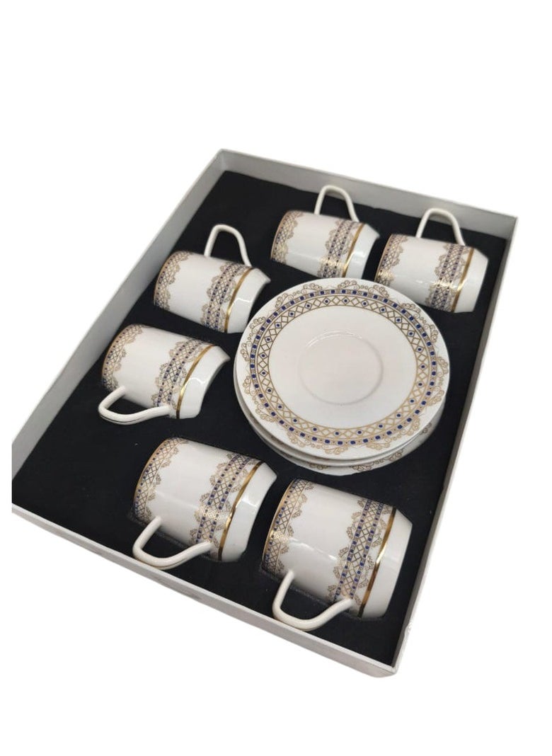 Premier Ceramic Cup and Saucer 12Pcs Set 6 Cups With 6 Saucers-80ML