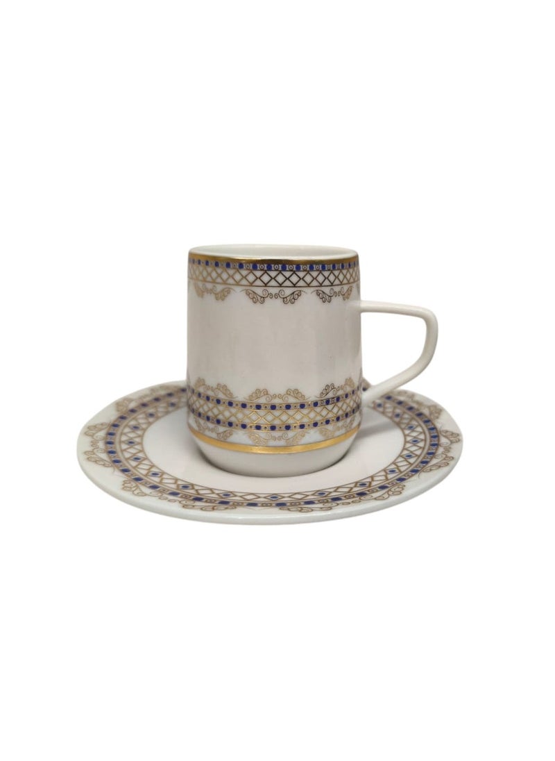 Premier Ceramic Cup and Saucer 12Pcs Set 6 Cups With 6 Saucers-80ML