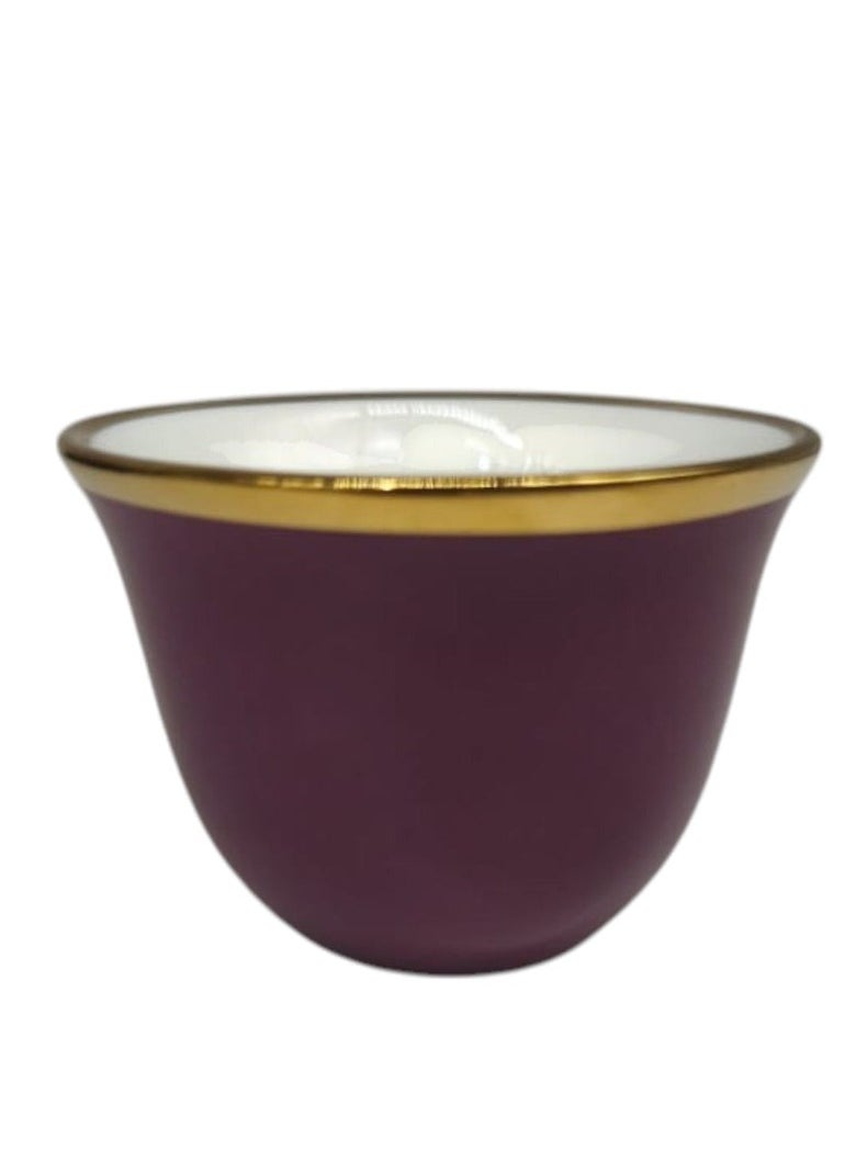 Ameco Ceramic Cawa Cups 12Pcs Coffee Cup Elegant Design espresso Cup Dishwasher Safe-80ML-(Pink&Gold)