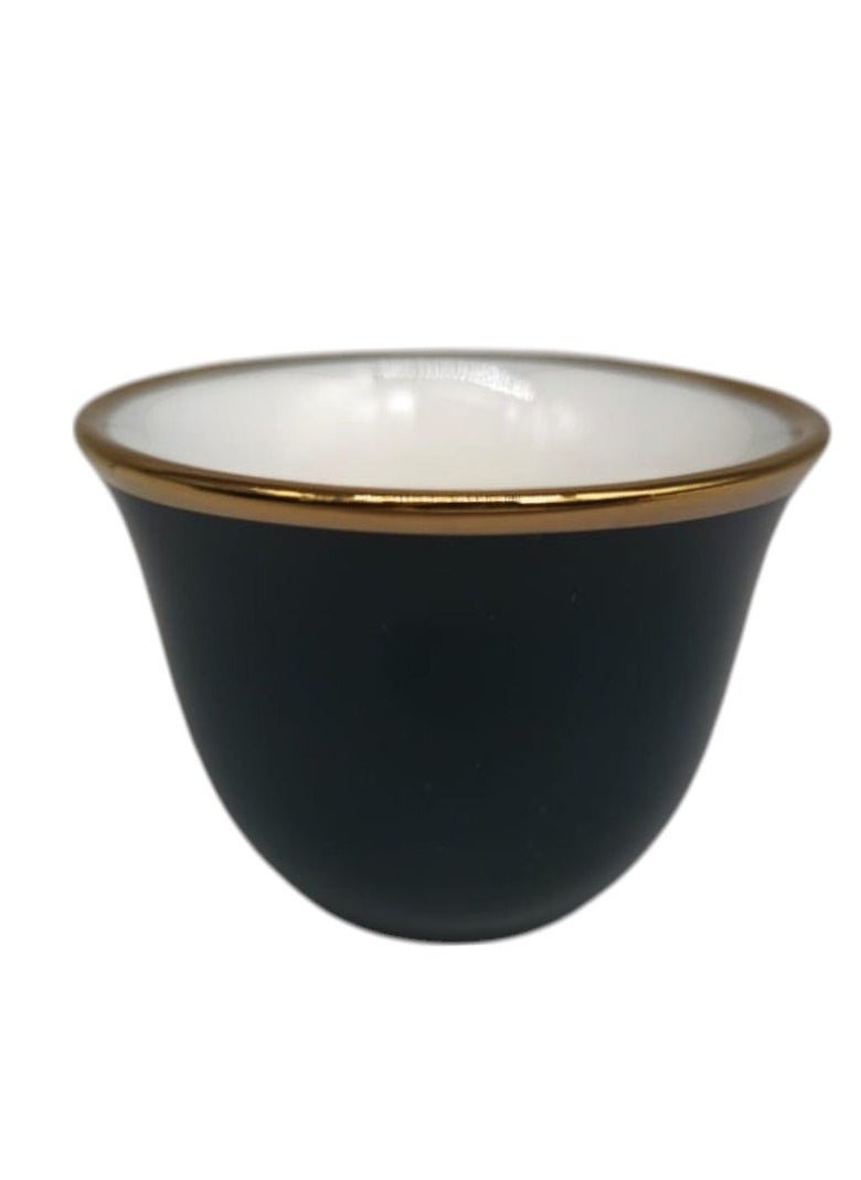 Ameco Ceramic Cawa Cups 12Pcs Coffee Cup Elegant Design espresso Cup Dishwasher Safe-80ML-(Green&Gold)