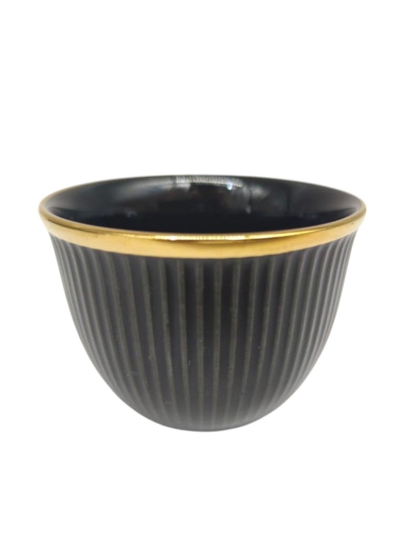 Solecasa Ceramic Cawa Cups 12Pcs Coffee Cup Dishwasher Safe-80ML-(Black&Gold)