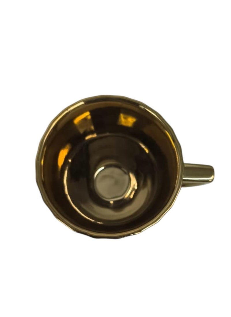 Ameco Ceramic Cup and Saucer 12Pcs Set 6 Cups With 6 Saucers-90ML-White&Gold