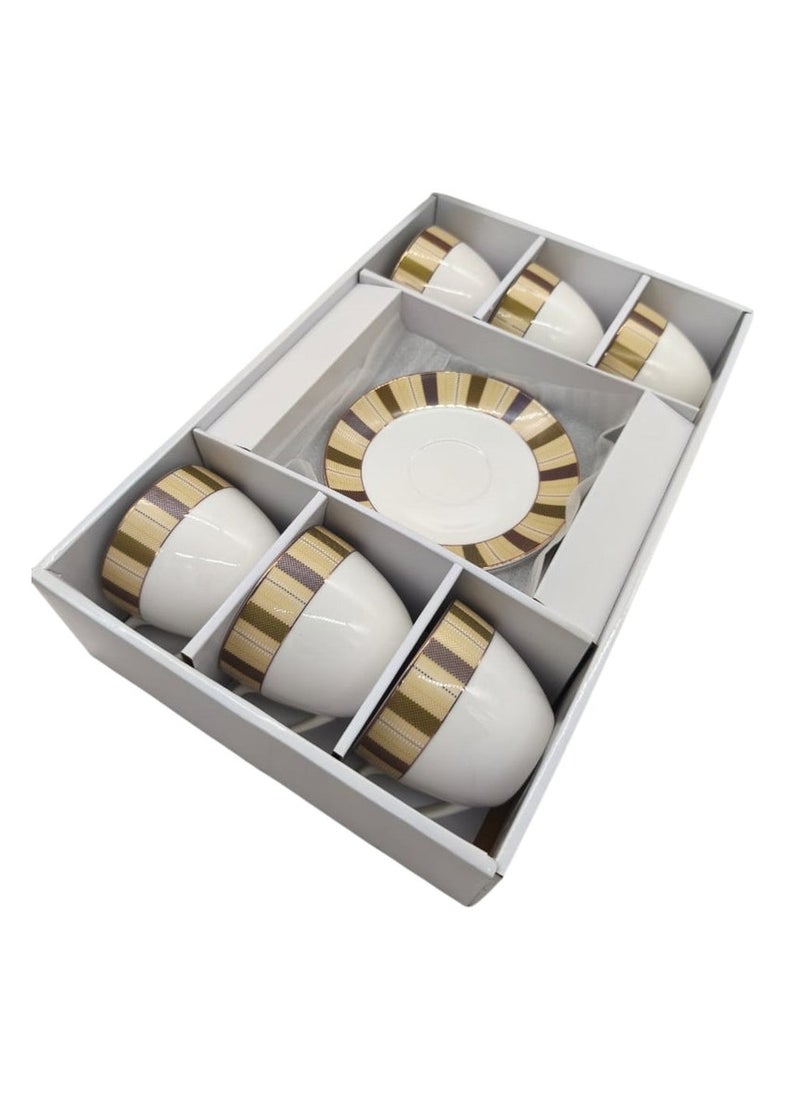 Orchid Ceramic Cup and Saucer 12Pcs Set 6 Cups With 6 Saucers-230ML