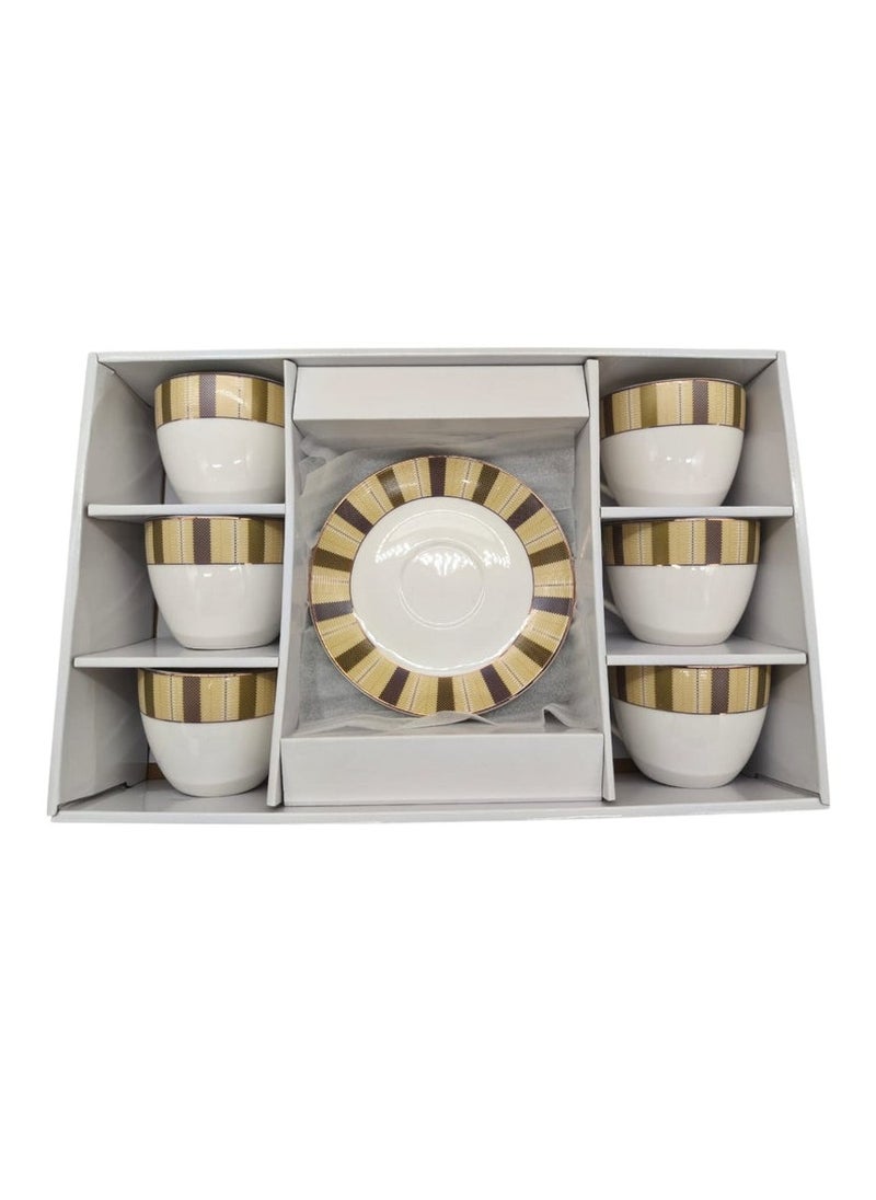 Orchid Ceramic Cup and Saucer 12Pcs Set 6 Cups With 6 Saucers-230ML