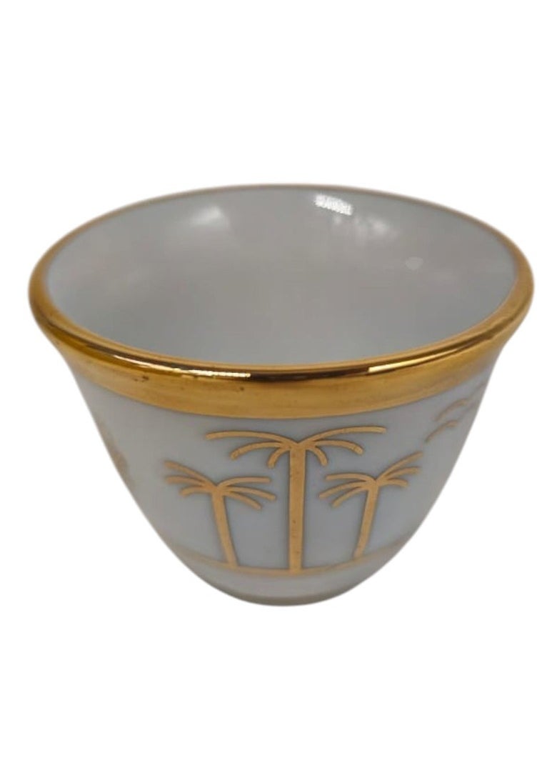 Yamato Ceramic Cawa Cup for Tea Coffee Perfect for Home Office Coffee Shops Set of 12Pcs(80ML)-White&Gold