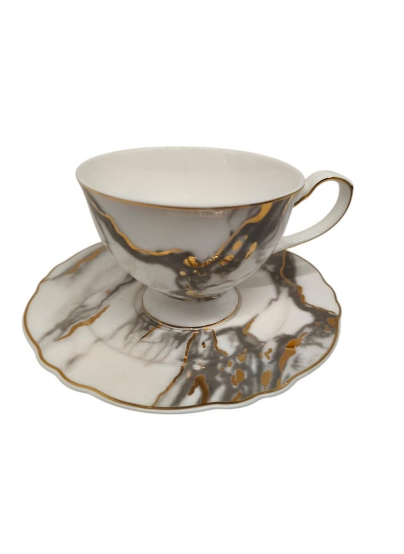 Pilsco Ceramic Cup and Saucer 12Pcs Set 6 Cups With 6 Saucers-180ML